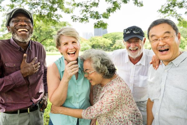 Seniors laughing together