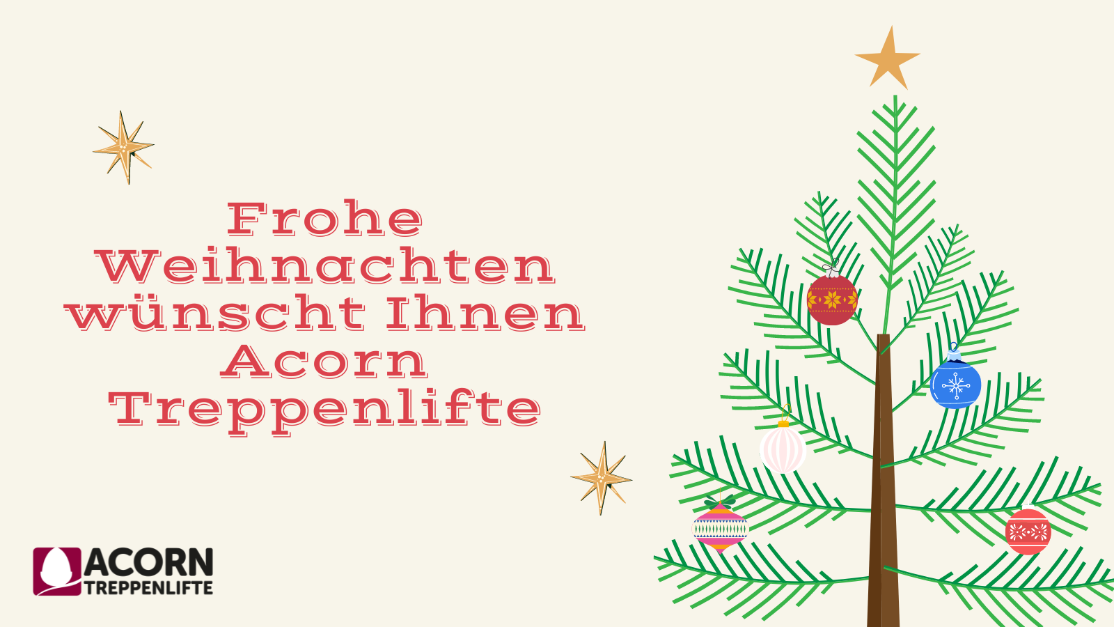 Frohe Weihnachten wünscht Ihnen Acorn Treppenlifte